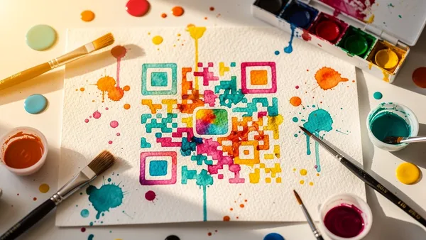 Person creating a QR code on a laptop with step-by-step interface visible