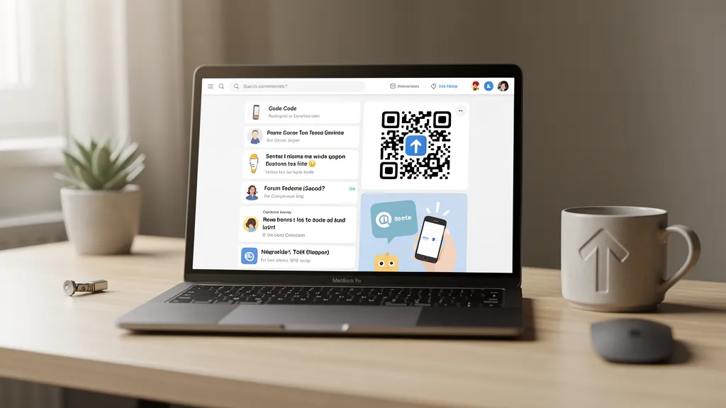 What Reddit Says About QR Code Generators (Honest 2026 Review) Laptop showing online community discussion reviewing QR code generators